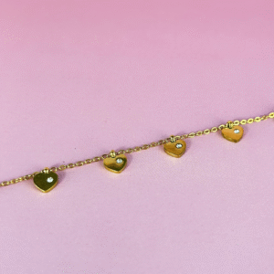 Bracelet cardiaque en or avec strass