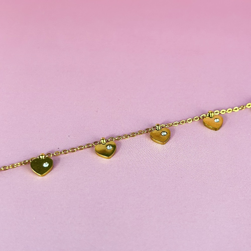 Bracelet cardiaque en or avec strass