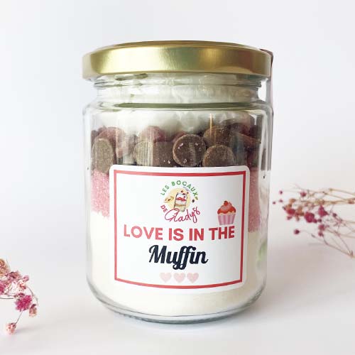 Bocal Muffin au chocolat et grenadine "Love is in the muffin"