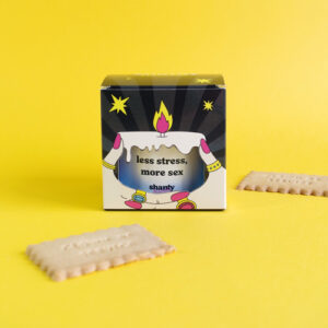 Shanty bougie "Less stress more sex" au parfum de biscuits
