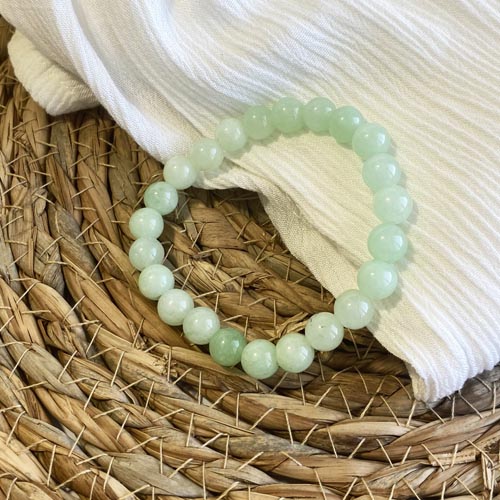 Bracelet de perles rondes en Jade vert