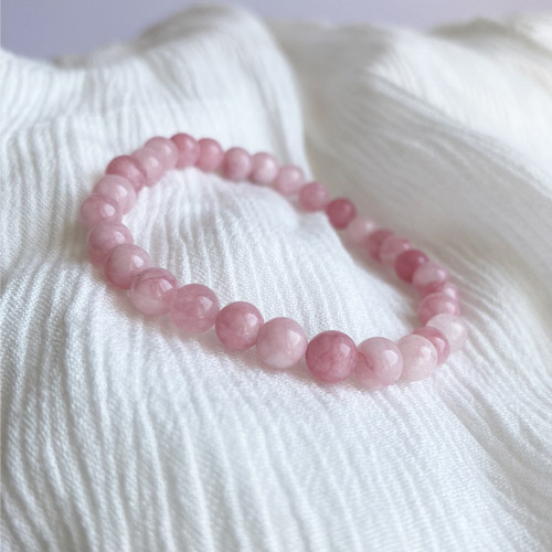 Bracelet de perles ronde 6mm en Quartz Rose