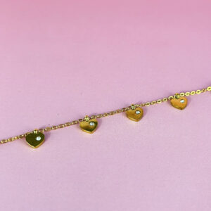 Bracelet doré coeur avec strass