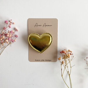Broche gros coeur doré