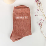 Chaussettes Bichette pailletés "vieux rose"