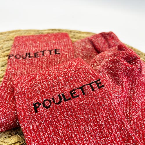 Chaussettes à paillettes Poulette - Rose/framboise