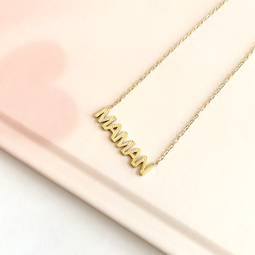 Collier Maman - martelé doré