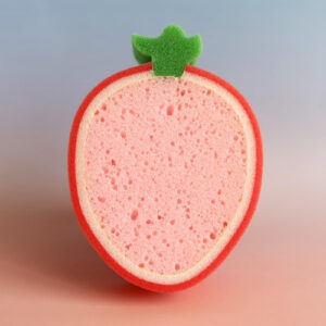 Eponge de bain exfoliante en forme de fraise