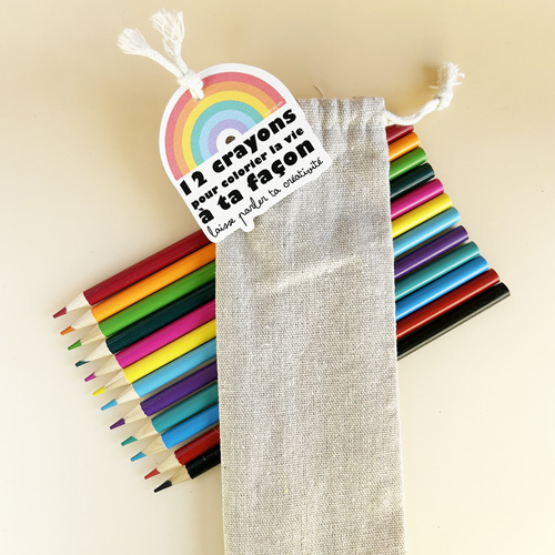 Pochon de 12 crayons de couleur