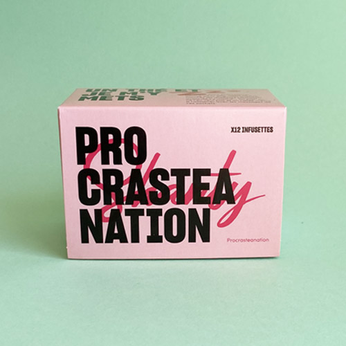 Boite de thé "ProcrasTeaNation : un Thé et je m'y mets" au thé vert à la menthe