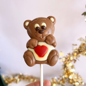 Sucette ourson coeur en chocolat