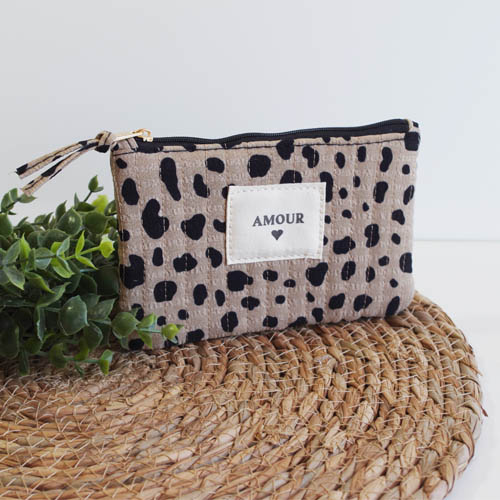 Pochette Amour noire et beige